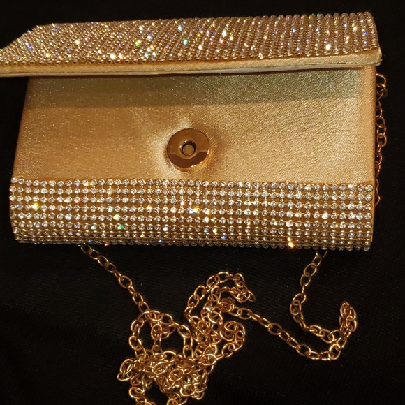 Red by Saks Fifth Avenue\'s Dazzling Gold Crystal Evening Clutch